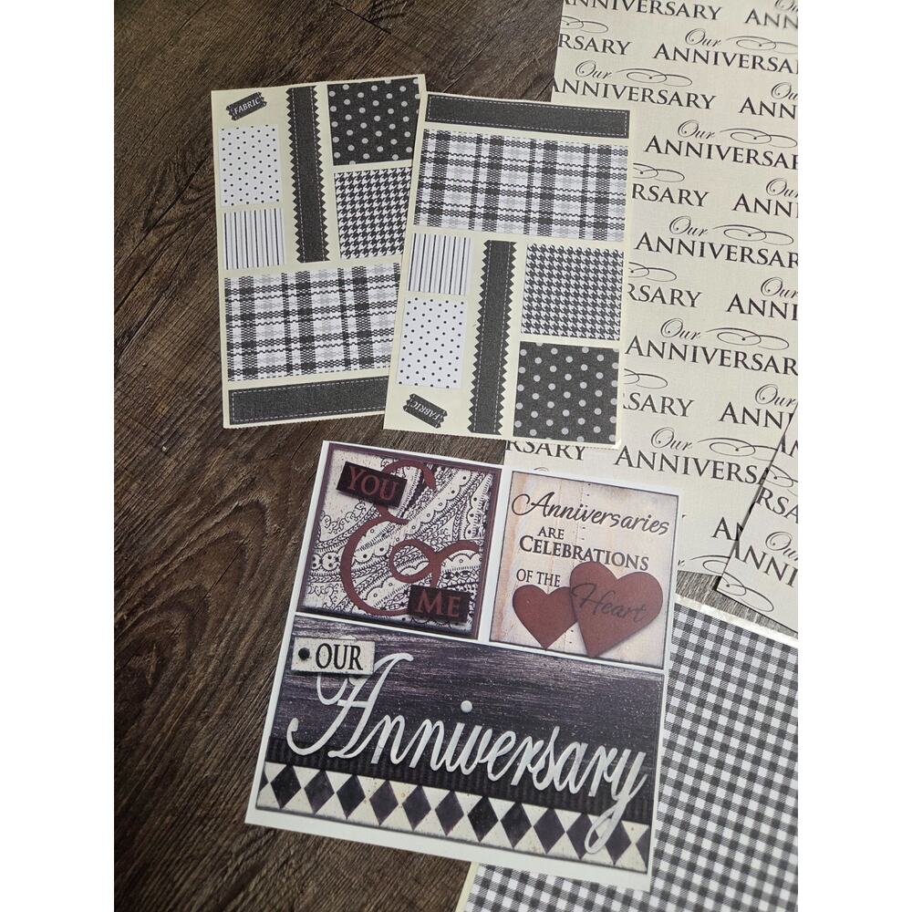 Bo Bunny Black Red Wedding Anniversary Scrapbook Pages Cardstock Stickers Kit - Picture 4 of 7